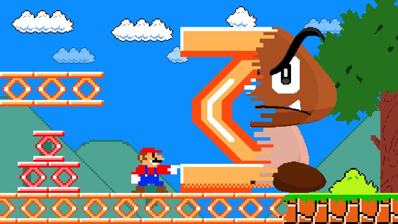 Super Mario Bros. But Everything Mario Touches Turns To Trampoline | PixSaga Mario