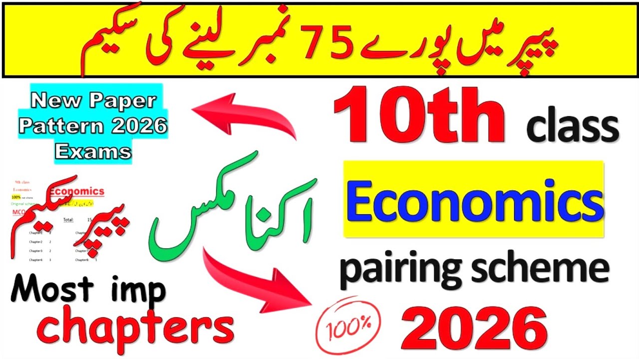 10th class Economics pairing scheme 2026 |10th exams 2026 new paper pattern and scheme |guess paper