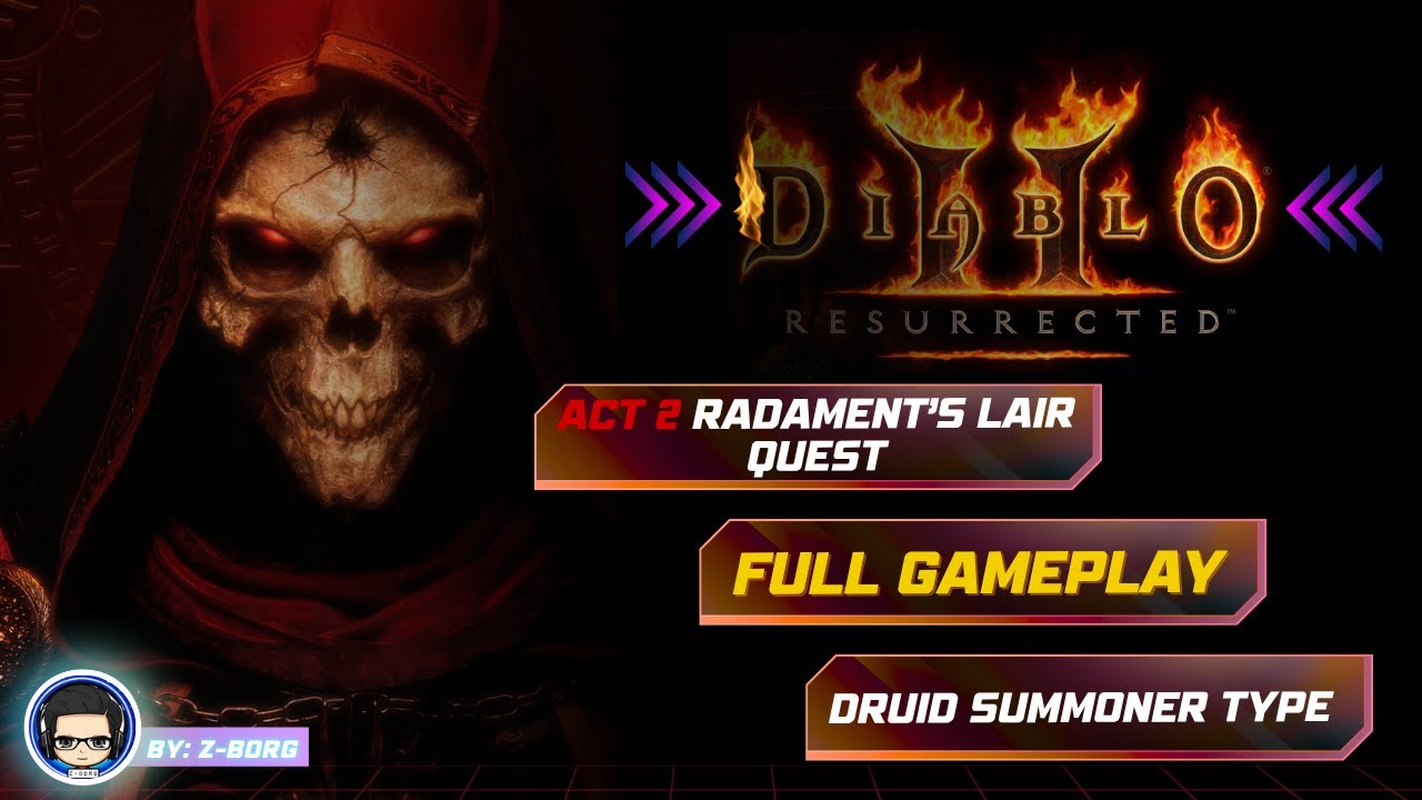 Diablo 2 Resurrected: ACT 2 Radament's Lair Quest Full Gameplay Druid Summoner Type