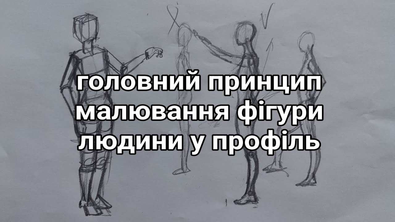 Головний принцип малювання фігури людини у профіль. 