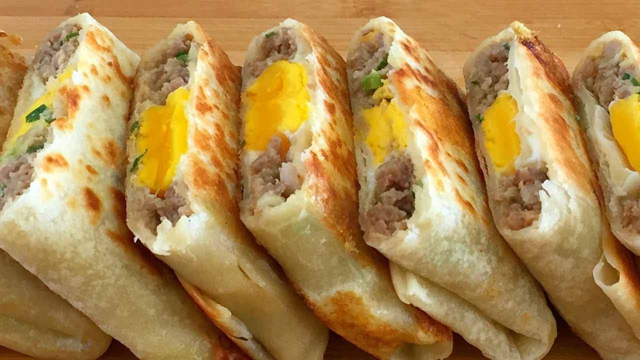 早餐新吃法，一块面饼，一点猪肉，简单烙一烙，比油条好吃多了！【海娟美食】