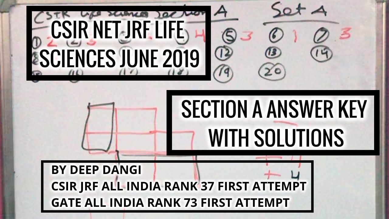 CSIR NET JRF LIFE SCIENCE JUNE 2019 ANSWER KEY SECTION A WITH SOLUTIONS