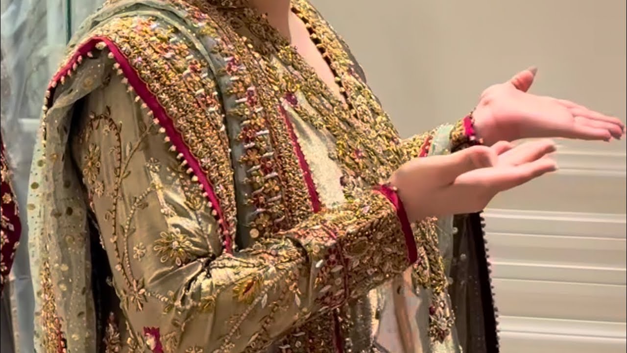 Haris Shakeel Bridal Dress | Tissuesilk Puresilk Designer Wear Fabrics | Pure Mukesh Gottapattiwork