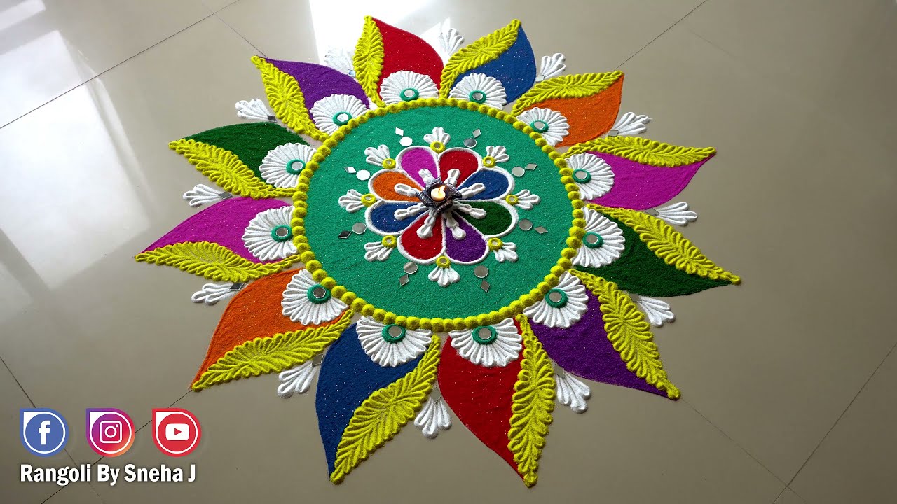 Rangoli design for Diwali | Deepavali kolam | Dhanteras | Dassera Rangoli | Sneha J