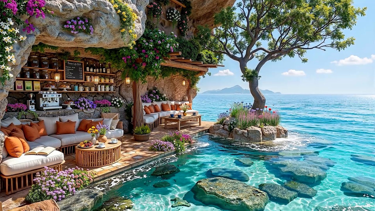 Summer Seaside Cafe with Positive Bossa Nova ~ Relaxing Morning Jazz & Wave Sounds for a Happy Mood