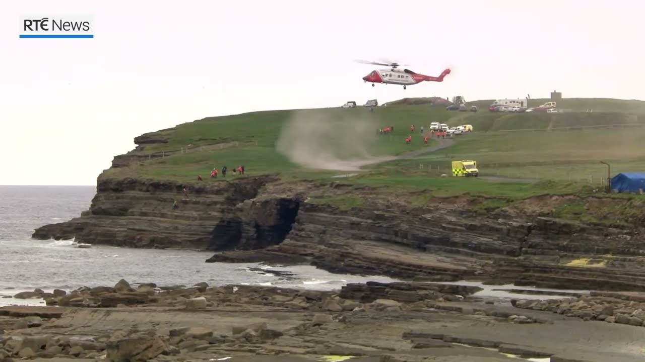Footage of the 22-hour operation to rescue a man trapped in a sea cave in Mayo