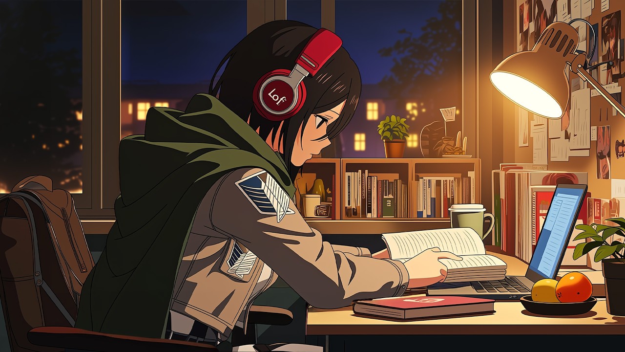 Rainy Night Study 🌧️ Cozy Desk Time ☕ Anime Lofi Beats to Focus / Chill / Relax