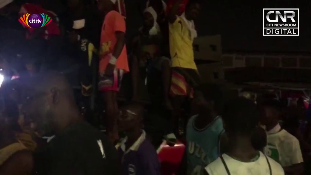 NPP supporters celebrate in Odododiodioo constituency after declaration of some provisional results