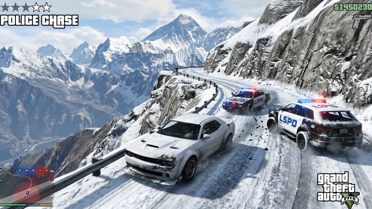 GTA 5 Everest Mountain Police Chase! High Cliff Escape Stunt | Nirmal RR Gamerz