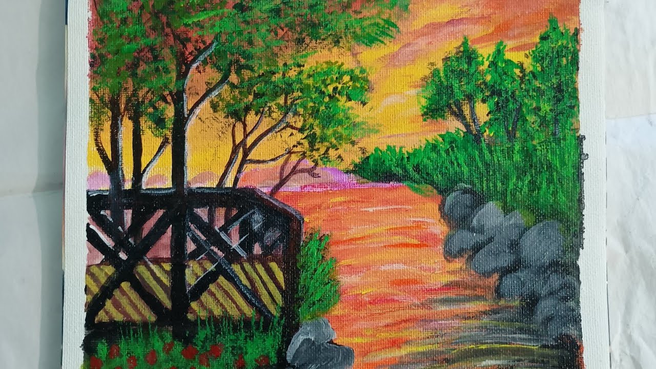 8 March 2026  #landscape acrylic painting #acrylicscenery  #painting #drawing 
