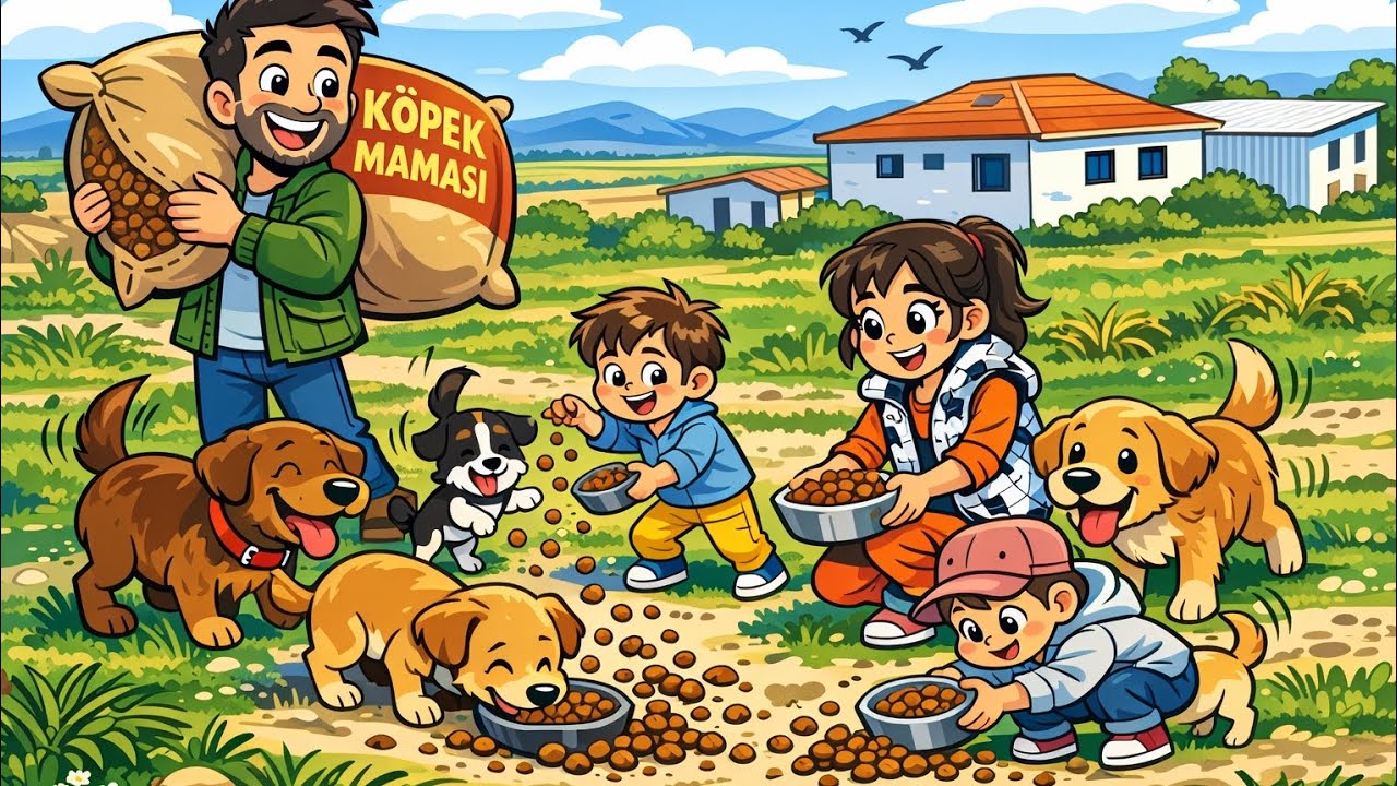 Doğada köpekleri besledik