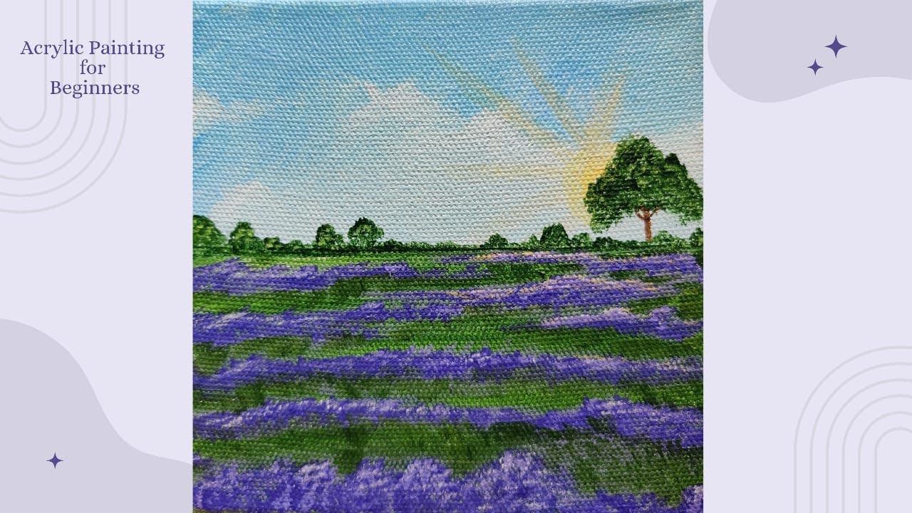 Simple Lavender Field Painting | Step by Step | Acrylic Painting for Beginners