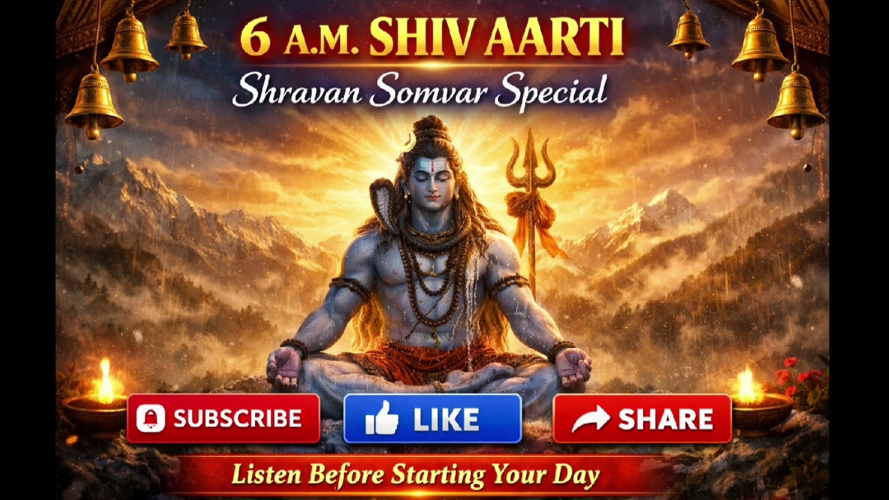 Morning Shiv Aarti 6 A.M. 🌄 Shravan Somvar Special | Peace, Success & Blessings #mahadev #shiv