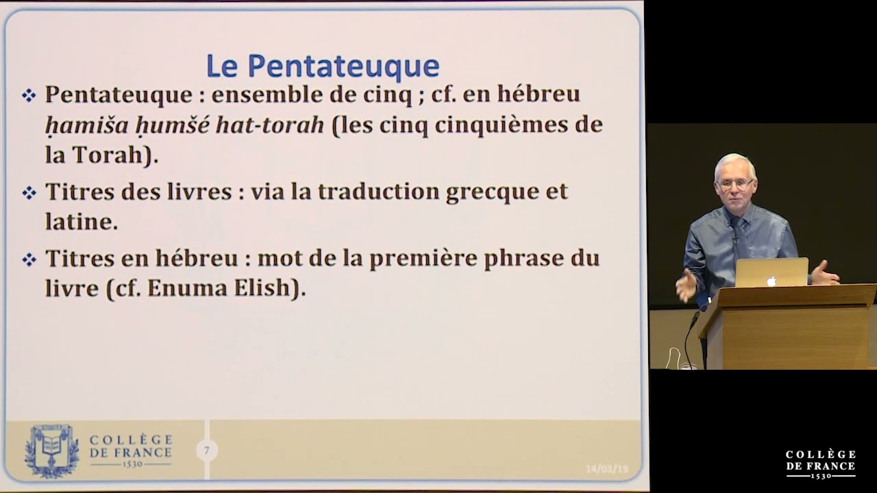Naissance de la Bible. Anciennes et nouvelles hypothèses (I) (1) - Thomas Römer (2018-2019)