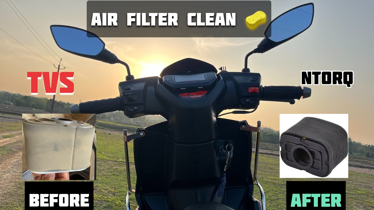 TVS ntorq Air Filter Cleaning || how to clean air filter |👍