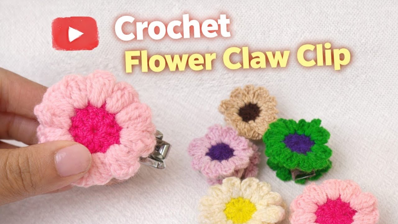 Crochet Flower Claw Clip 🌼 | Step by Step Tutorial ✨| Beginners Friendly #crochethairaccessories #yt