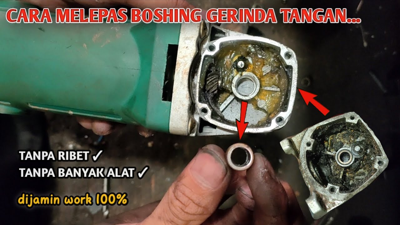 CARA BUKA BUSHING DARI KEPALA GERINDA TANGAN ||| jarang banget yg tau cara ini...