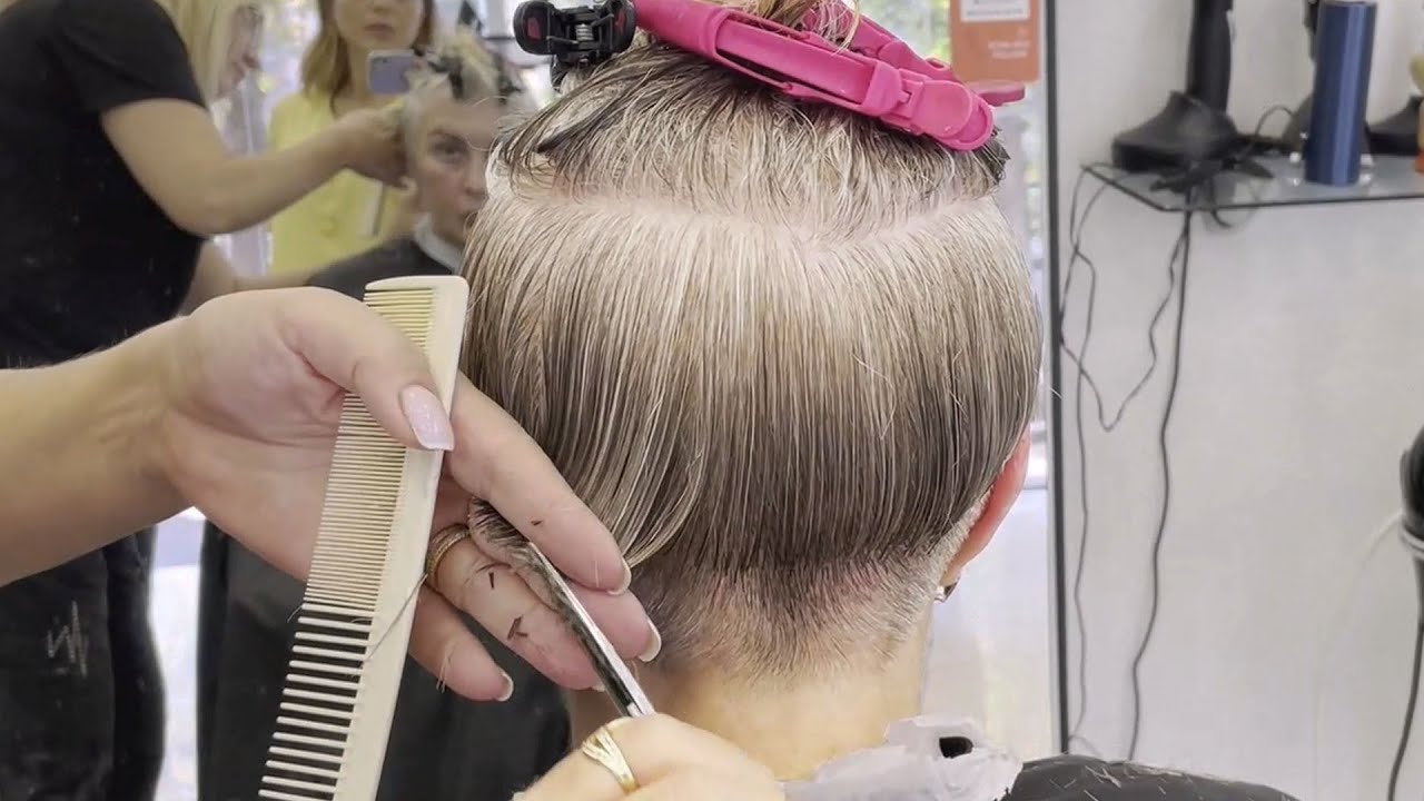 OLDER WOMEN HAIRCUT - SHORT UNDERCUT PIXIE BOB FOR GRAY HAIR
