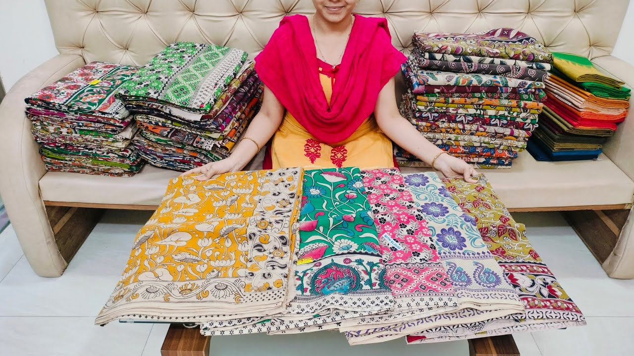 🌹9246780131🌹 Summer special pure cotton kalamkari sarees & handloom dress materials  free shipping🎉🎊