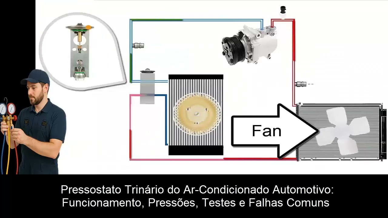 Pressostato Trinário do Ar-Condicionado Automotivo: Funcionamento, Pressões, Testes e Falhas Comuns