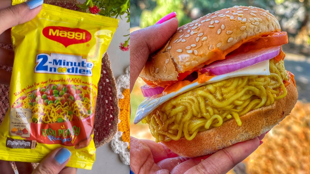 Maggi Burger Recipe 🍔 |  Easy and tasty Maggi Snack | Tiffin vali maggi !