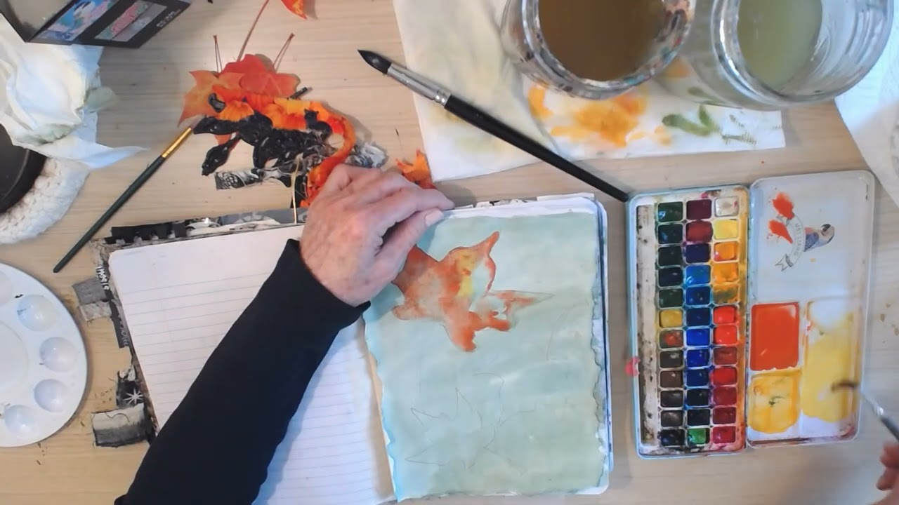 Поболтайте с акварелью | Рисуем осенние листья для начинающих