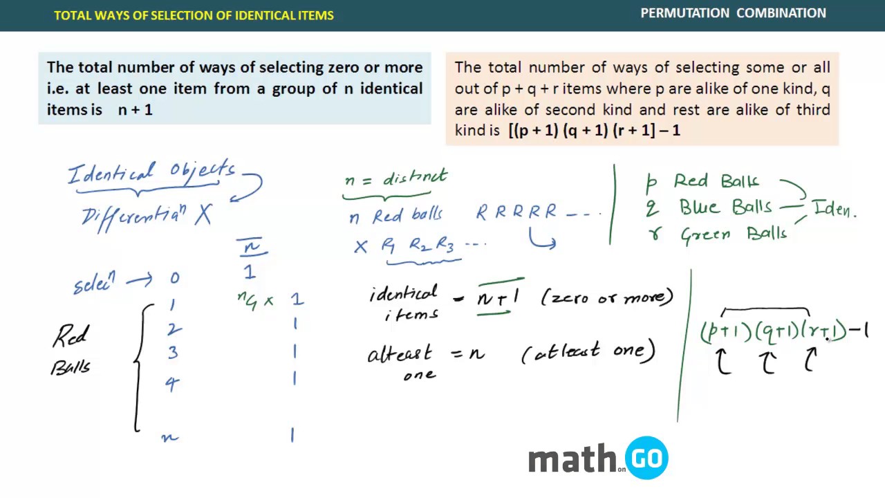 PERMUTATION COMBINATION - SELECTION OF IDENTICAL ITEMS