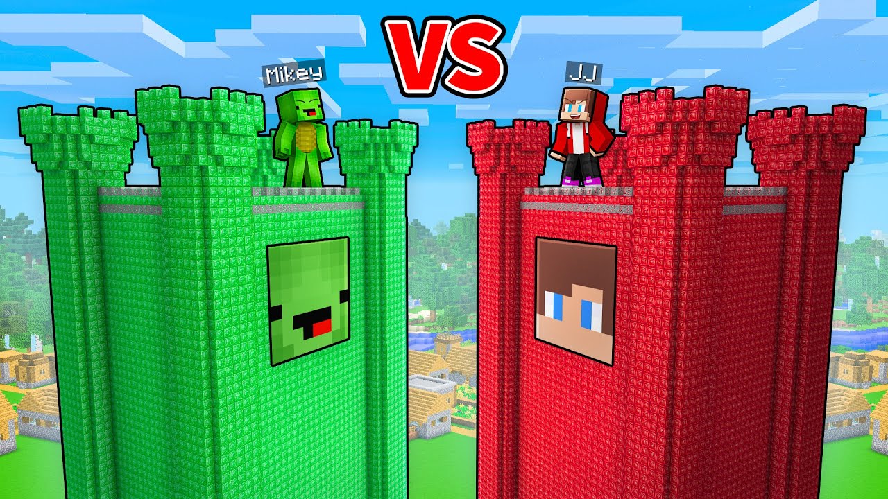 Джей-Джей и Майки: битва за замок Изумруд против Руби в Minecraft — Maizen