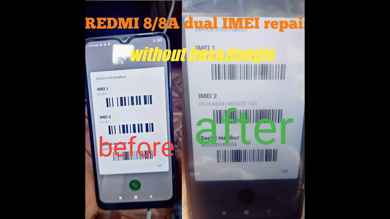 REDMI 8/8A DUAL SIM  IMEI REPAIR & DIAG. PORT ENABLE SOLUTION without box&dongle