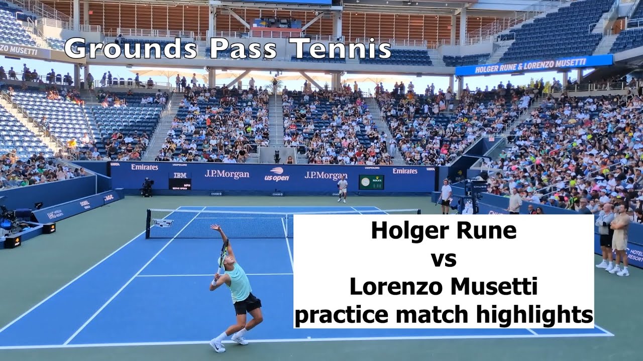 Holger Rune vs Lorenzo Musetti court level practice highlights @ US Open 2025