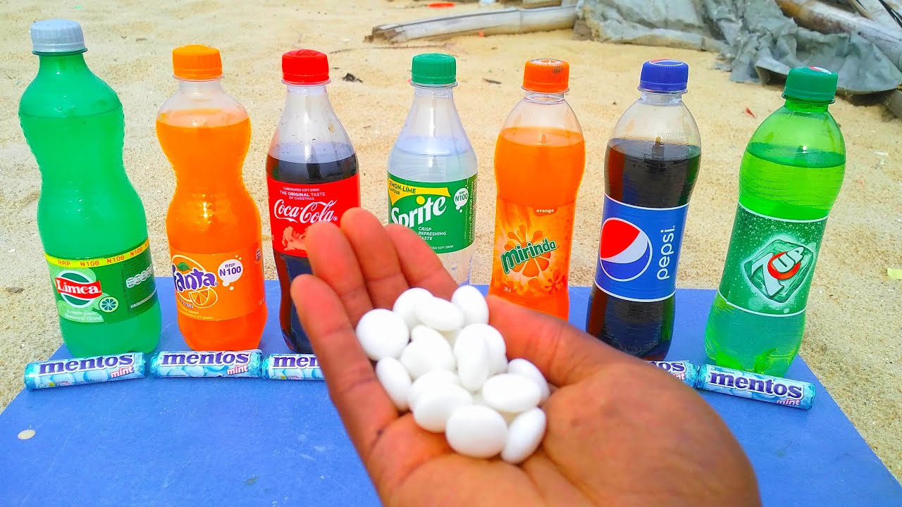 EXPERIMENT: PEPSI, FANTA, SPRITE, 7UP, LIMCA, MIRINDA, COKE VS LOTS OF MENTOS