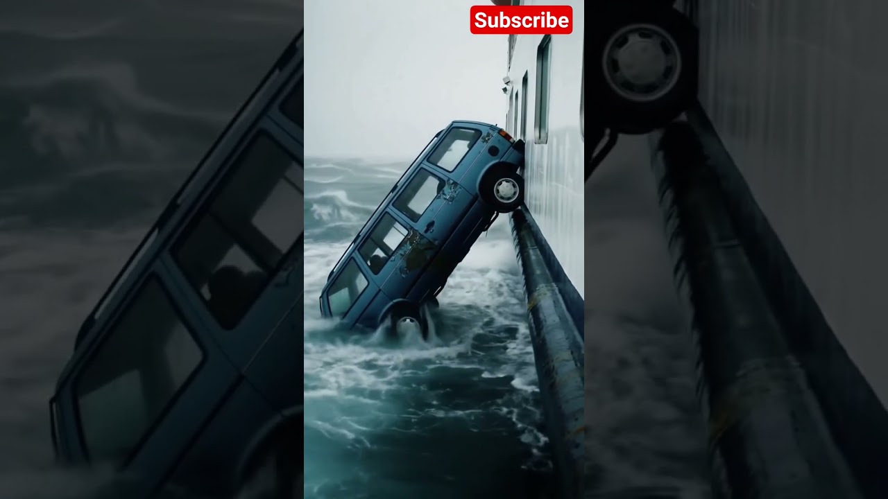 Hanging by a Thread: Van on the Edge! #StormSea #FerryDisaster #CloseCall