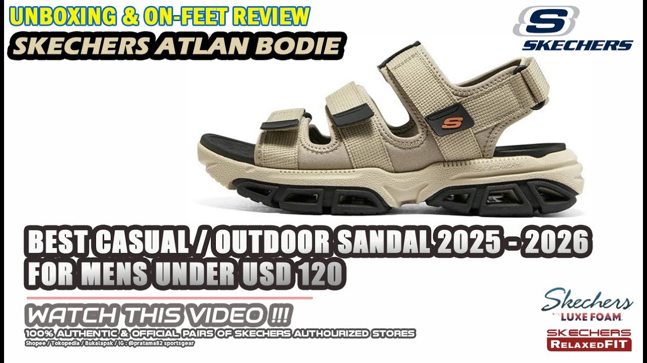 SKECHERS USA RELAXED FIT - ATLAN BODIE VELCRO CASUAL / OUTDOOR SANDAL 100% ORIGINAL 210444-TAN