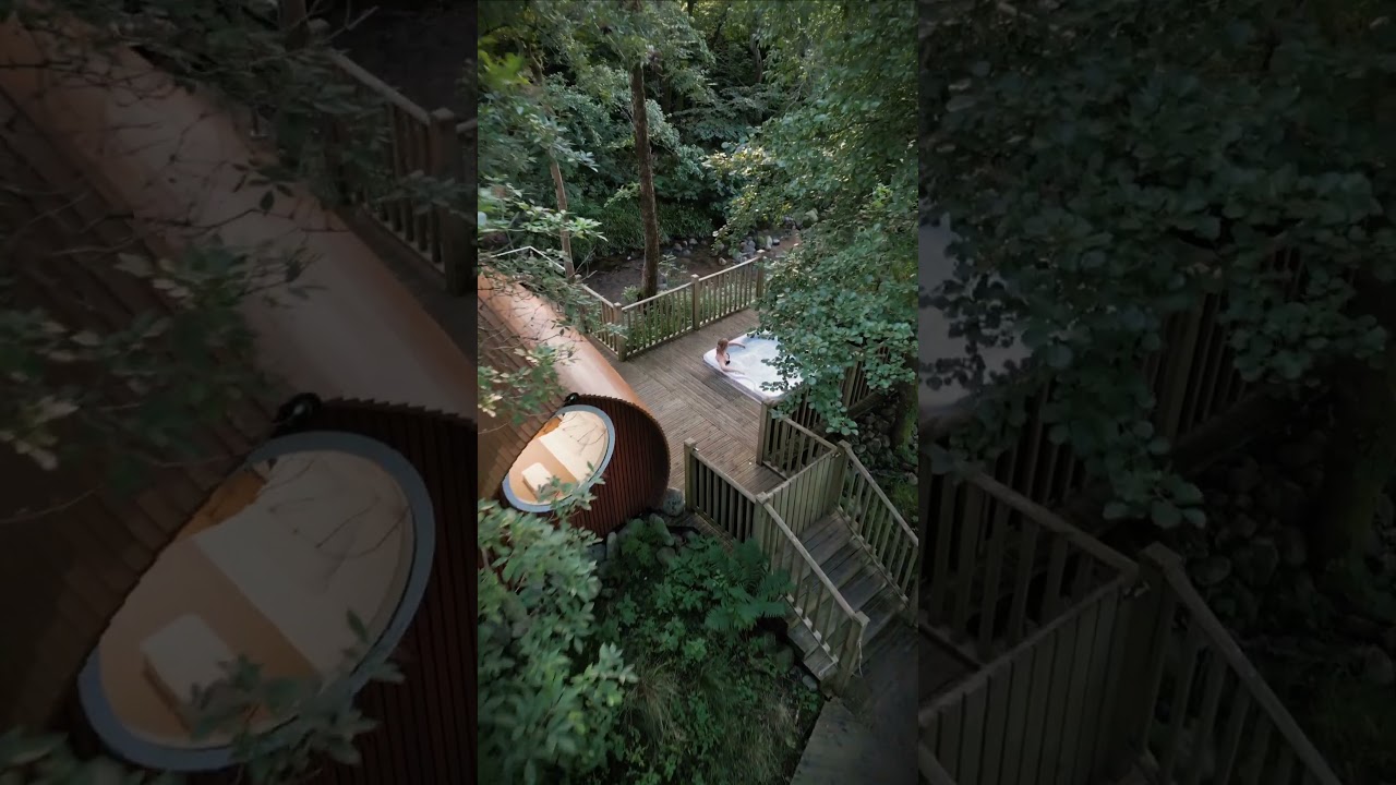 The exterior of RiverBeds Luxury Wee Lodges #hottub #luxury  #travel #nature #cabin