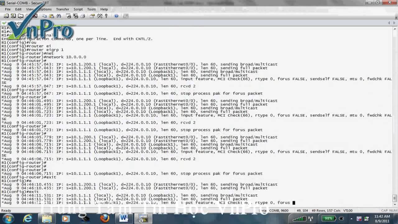 VnPro   B&agrave;i Lab Route Enhanced Internet Gateway Routing Protocol EIGRP Part 1 avi