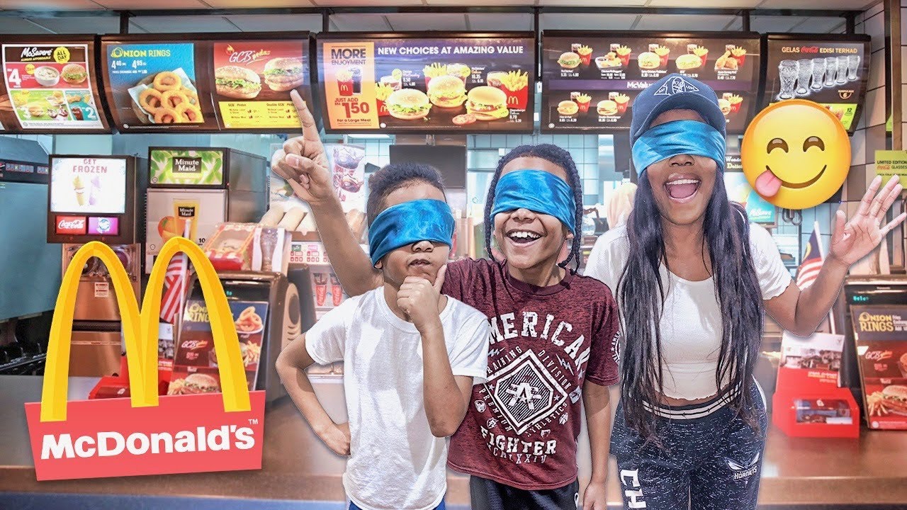 ORDERING FAST FOOD BLINDFOLDED Challenge! *Hilarious*