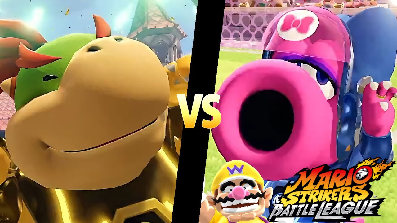 Mario Strikers Battle League Team Bowser Jr vs Team Birdo in Royal Castle