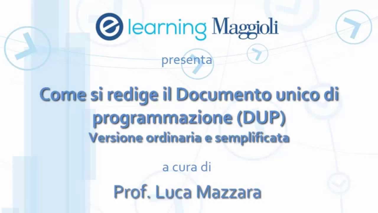 Prof. Luca Mazzara - Come si redige il Documento unico di programmazione (DUP)
