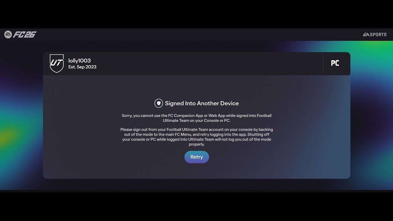 Fix EA Sports FC 26 Companion App/Web App Login Error Signed Into Another Device