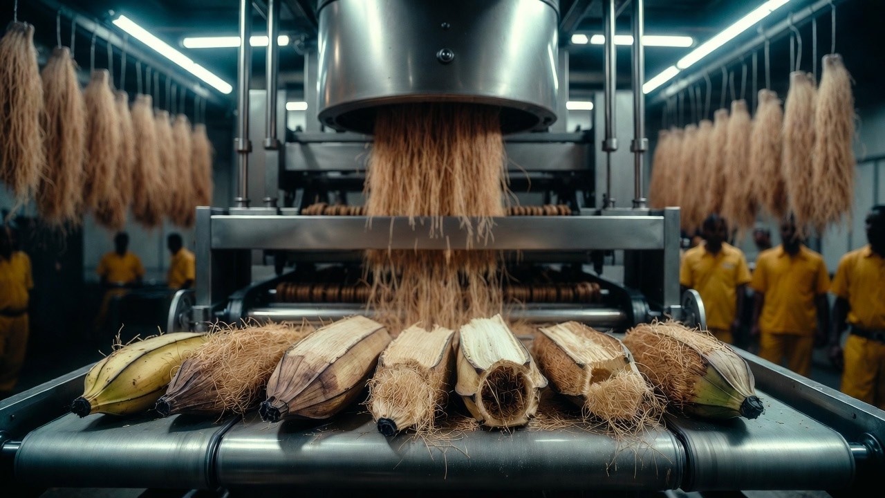 Inside the Banana Stem Processing Plant &ndash; (Full Process) How Premium Fiber Materials Are Made