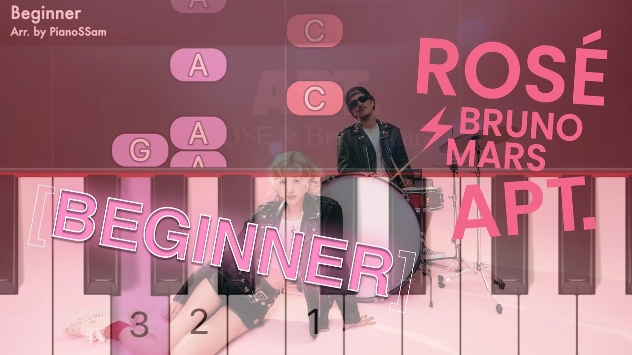[Beginner] APT. - ROSÉ & Bruno Mar | Piano Tutorial with Finger Numbers