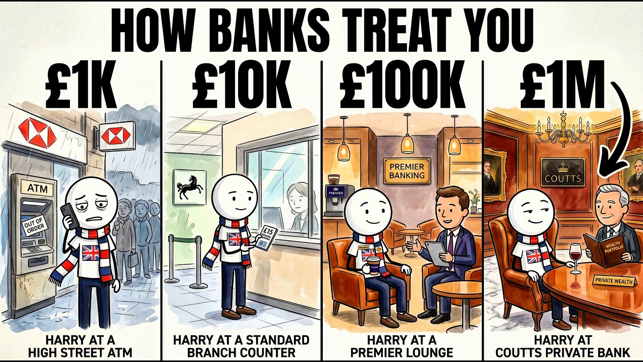 How British Banks Quietly Treat You at Every Level of Wealth (&pound;1K, &pound;10K, &pound;100K, &pound;1M)