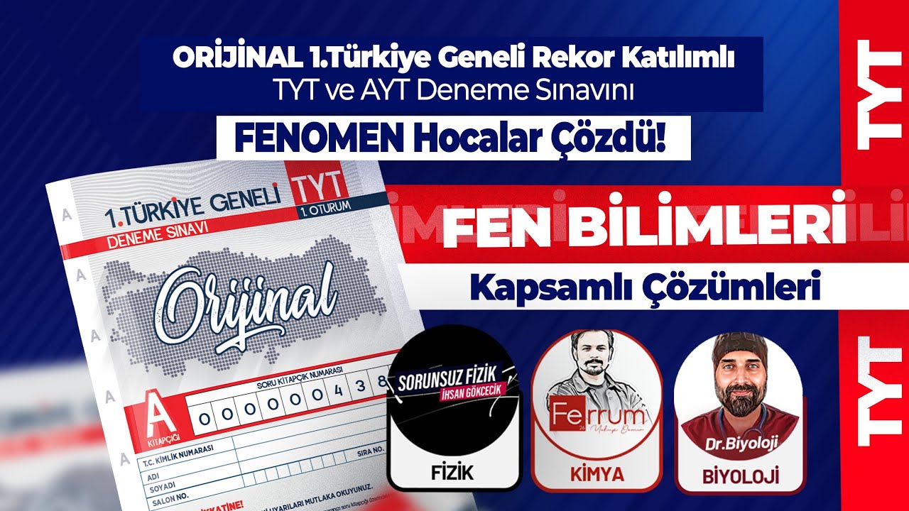 Orijinal Yayınları Türkiye Geneli Denemesi TYT Fen Bilimleri Çözümleri @yferrum @sorunsuzfizik
