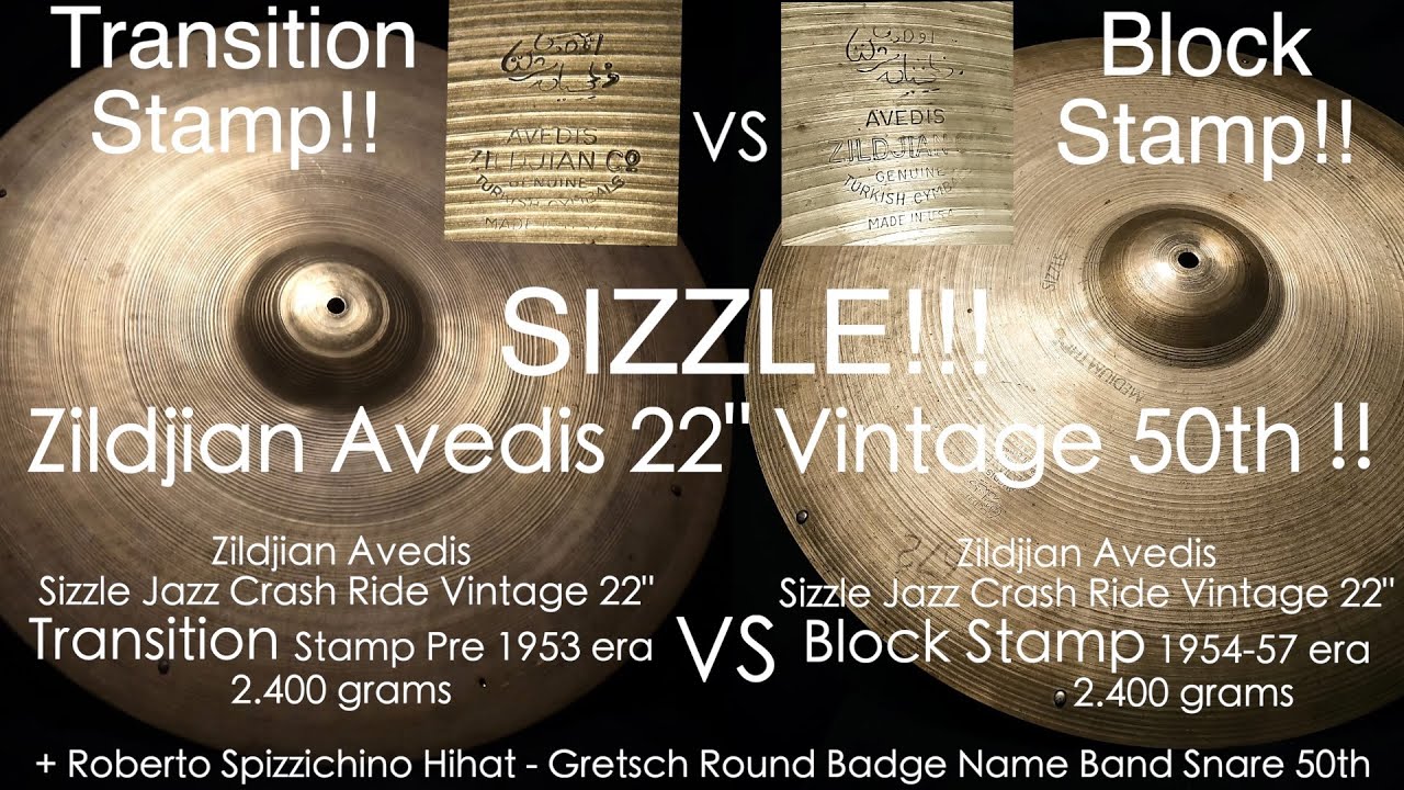 Zildjian Avedis Vintage  Trans Transition Block Stamp  Spizz Spizzichino   Gretsch Round Badge Snare