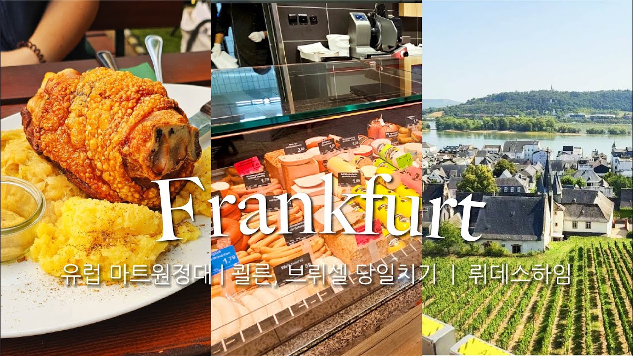 [독일여행vlog] 🇩🇪 유럽 마트 원정대 | 프랑크푸르트 → 쾰른 대성당 → 벨기에 당일치기, 케이블카 위에서 보는 뤼데스하임 포도 밭과 아이스 와인 탄생지까지 🛒🌭🍷🧇🍺