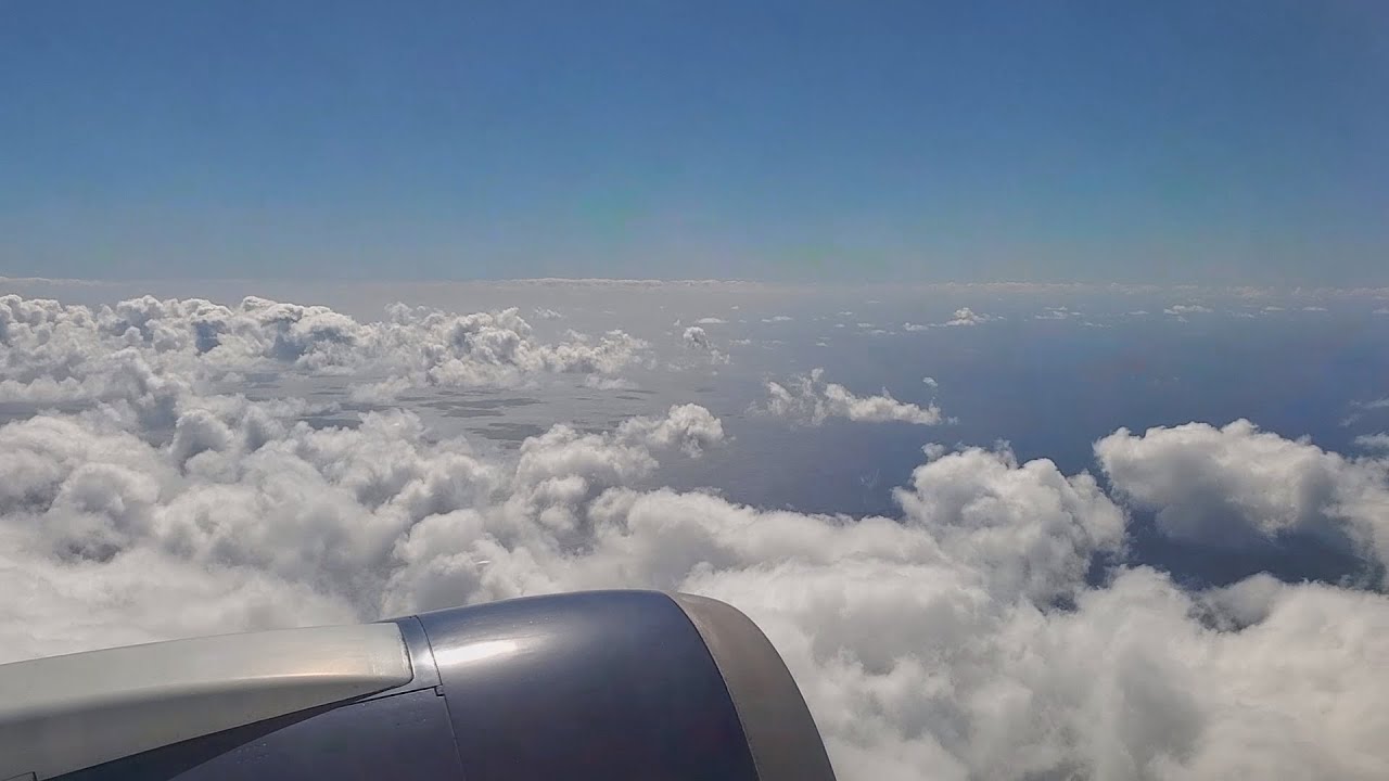 【空の旅】ハワイ、ホノルル空港着陸18分前 、空から見える海、ハワイの街並み - ロサンゼルス～ハワイ、ホノルル間
