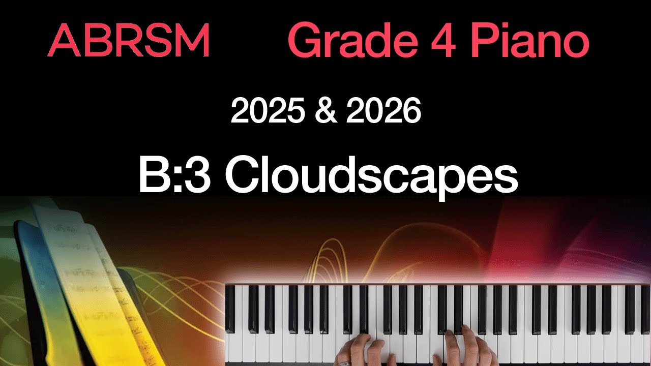 Cloudscapes / ABRSM Grade 4 Piano 2025 & 2026, B:3 / Synthesia Piano tutorial + Slow Version