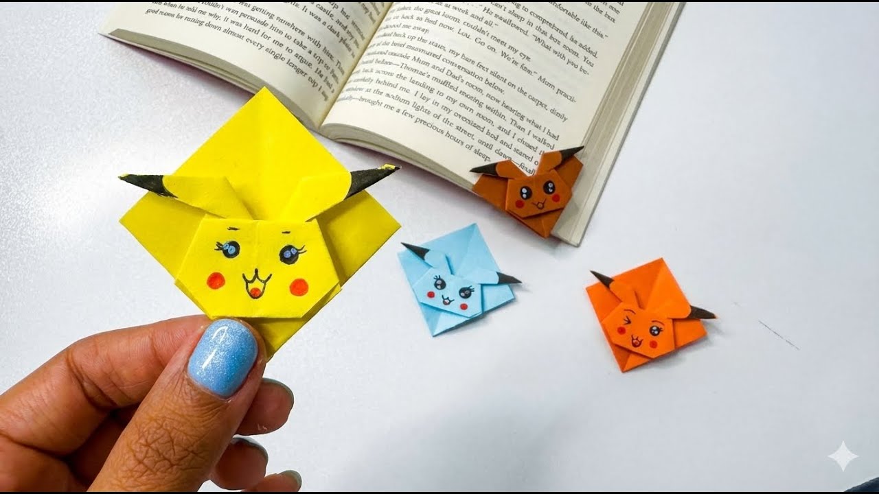 How to Make a Pikachu Bookmark 🧡 Easy Origami Tutorial