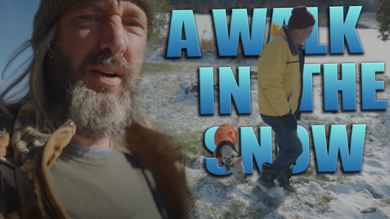 Tom Green And His Father Walk In Snow At His Home In Canada With His Dog