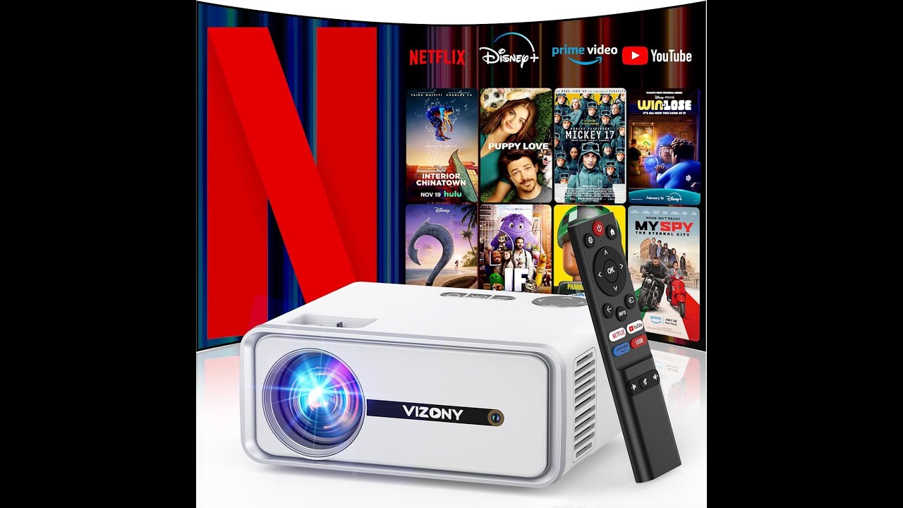 Smart Projector with WiFi and Bluetooth, VIZONY Native 1080P Projector